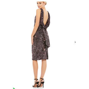 Ieena for Mac Duggal 26438 Cowl Back Sequin Dress Black Rose Size 10